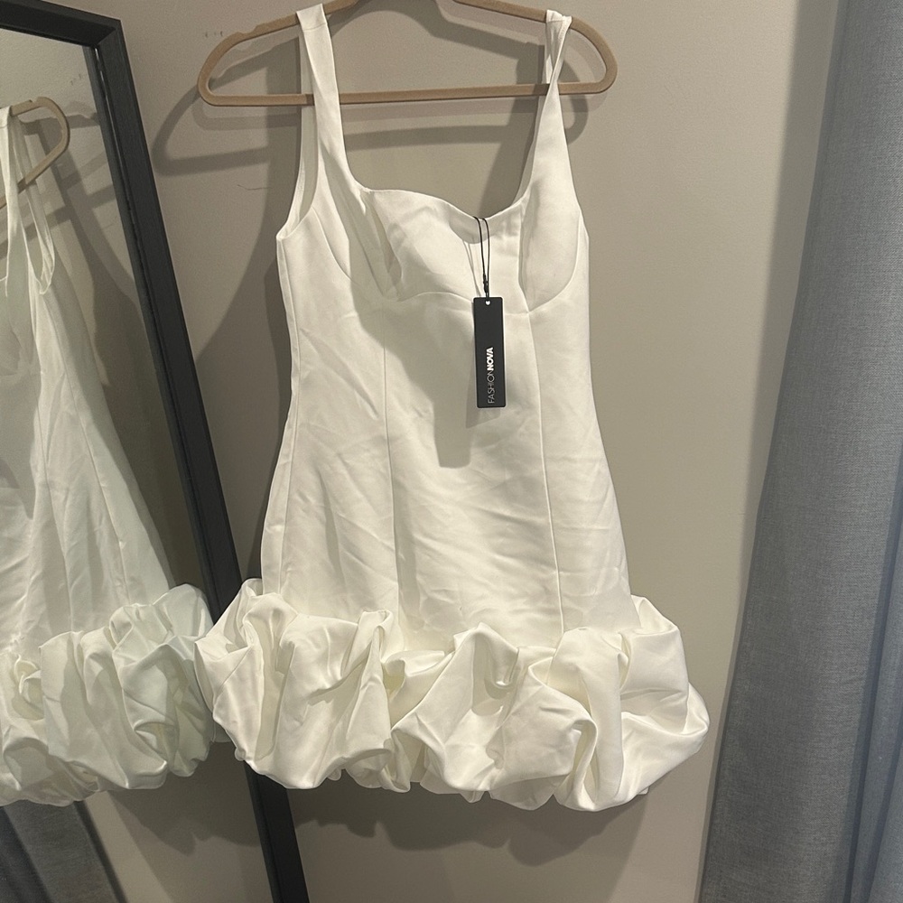 Fashion Nova White Satin Mini Dress